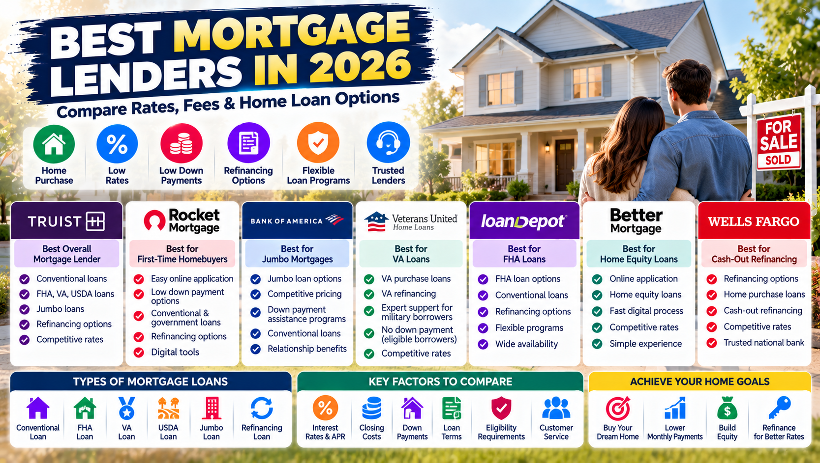 Best Mortgage Lenders in 2026: Compare Rates, Fees, and Home Loan Options
