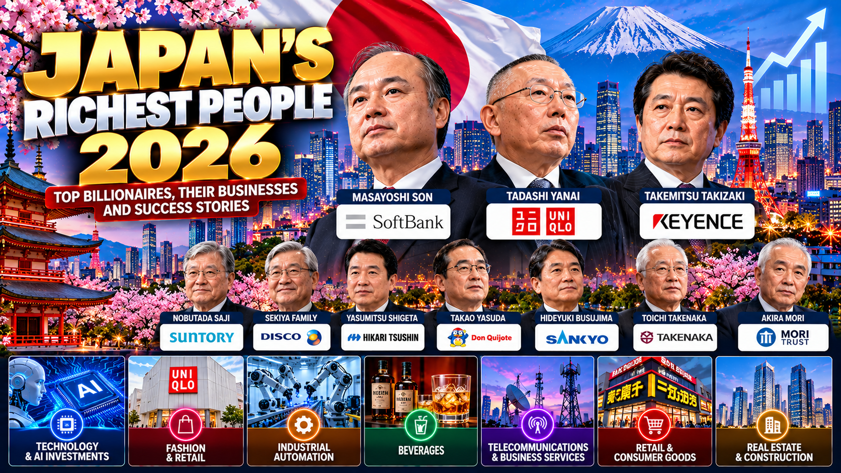 Japan’s Richest People in 2026: Top 10 Billionaires, Net Worth and Success Stories