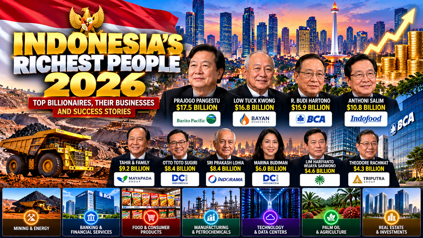 Indonesia’s Richest People in 2026: Top 10 Billionaires and Their Business Empires
