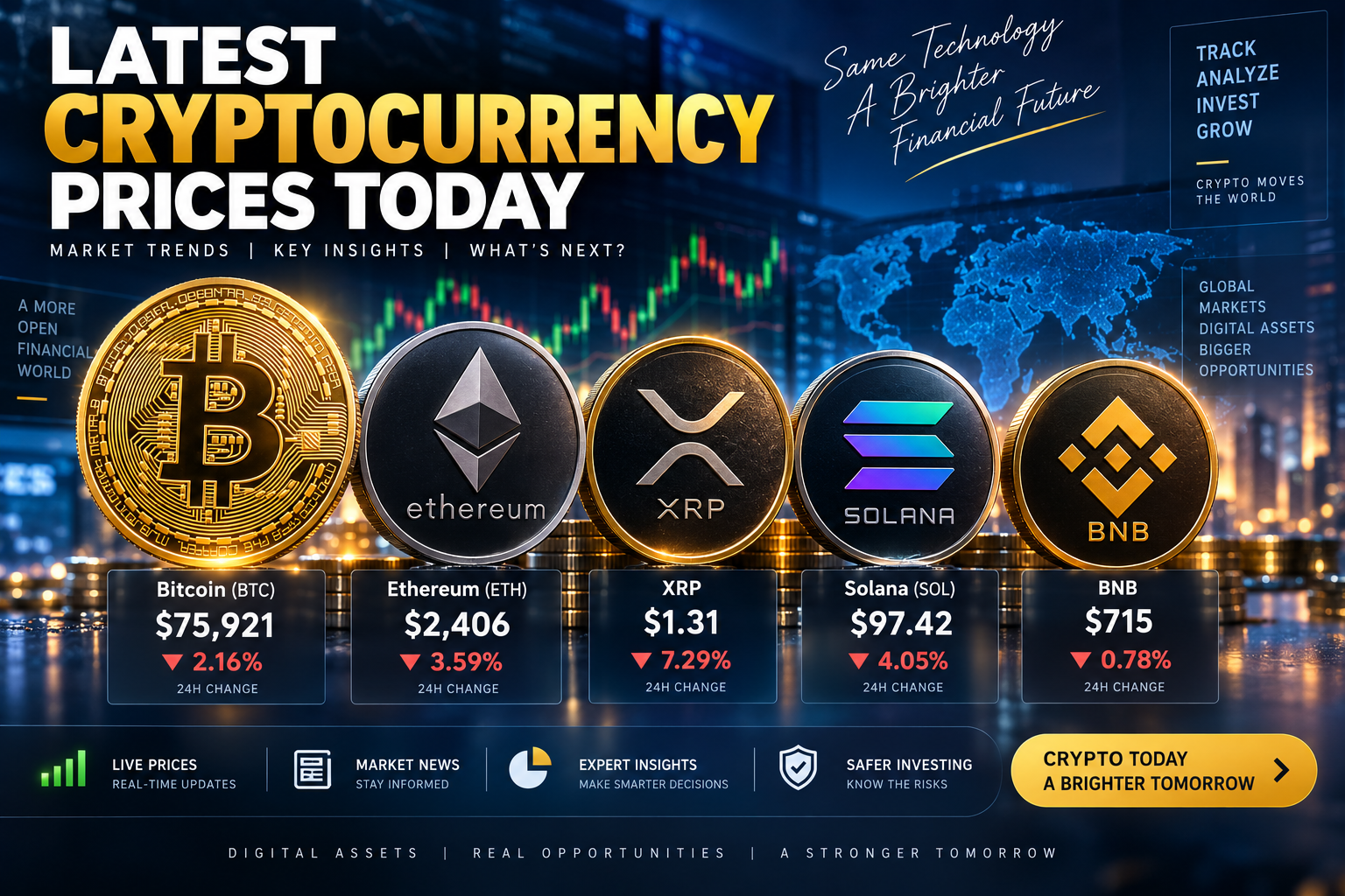 Latest Cryptocurrency Prices Today: Bitcoin, Ethereum and Major Crypto Assets