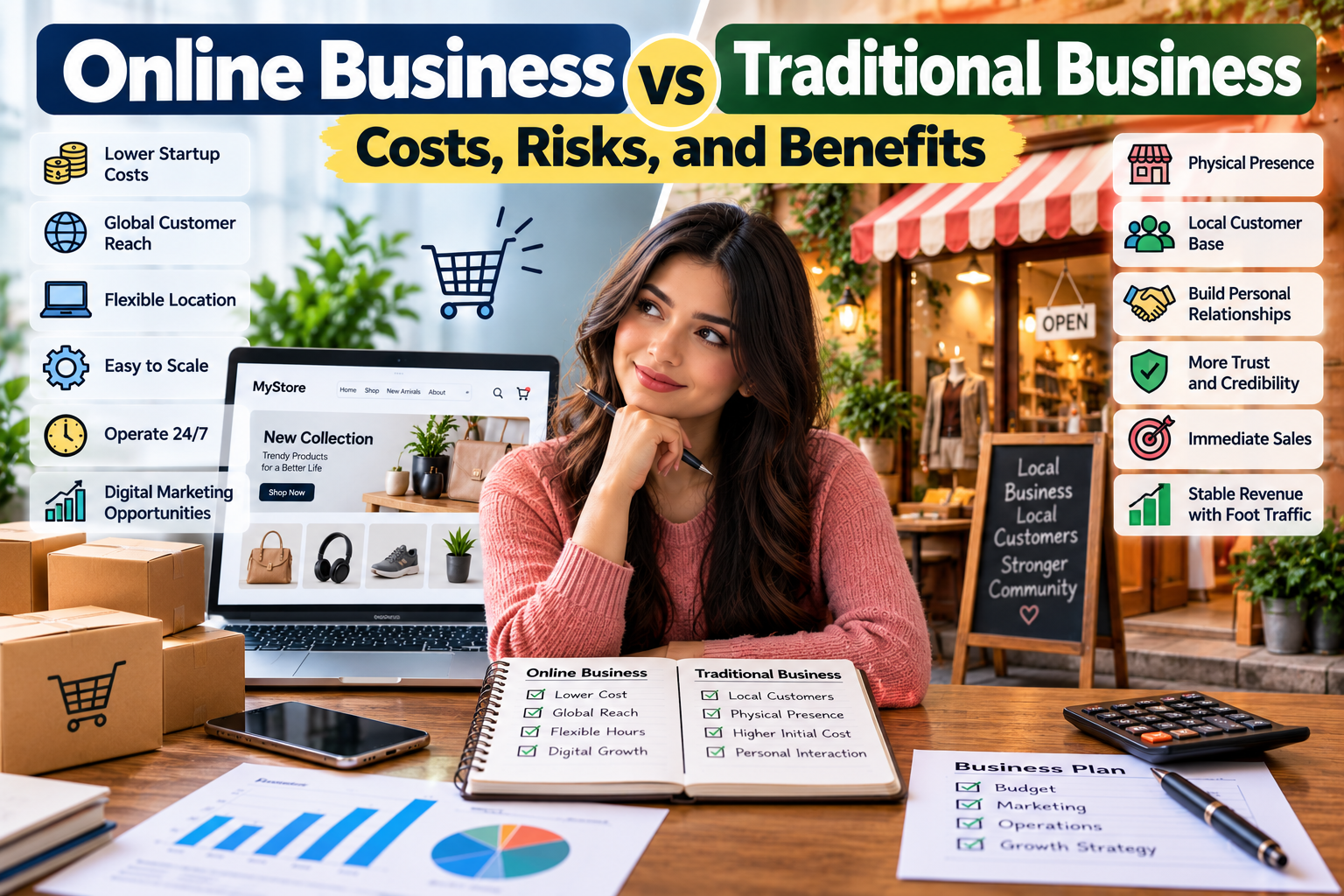 Online Business vs. Traditional Business: Costs, Risks, and Benefits