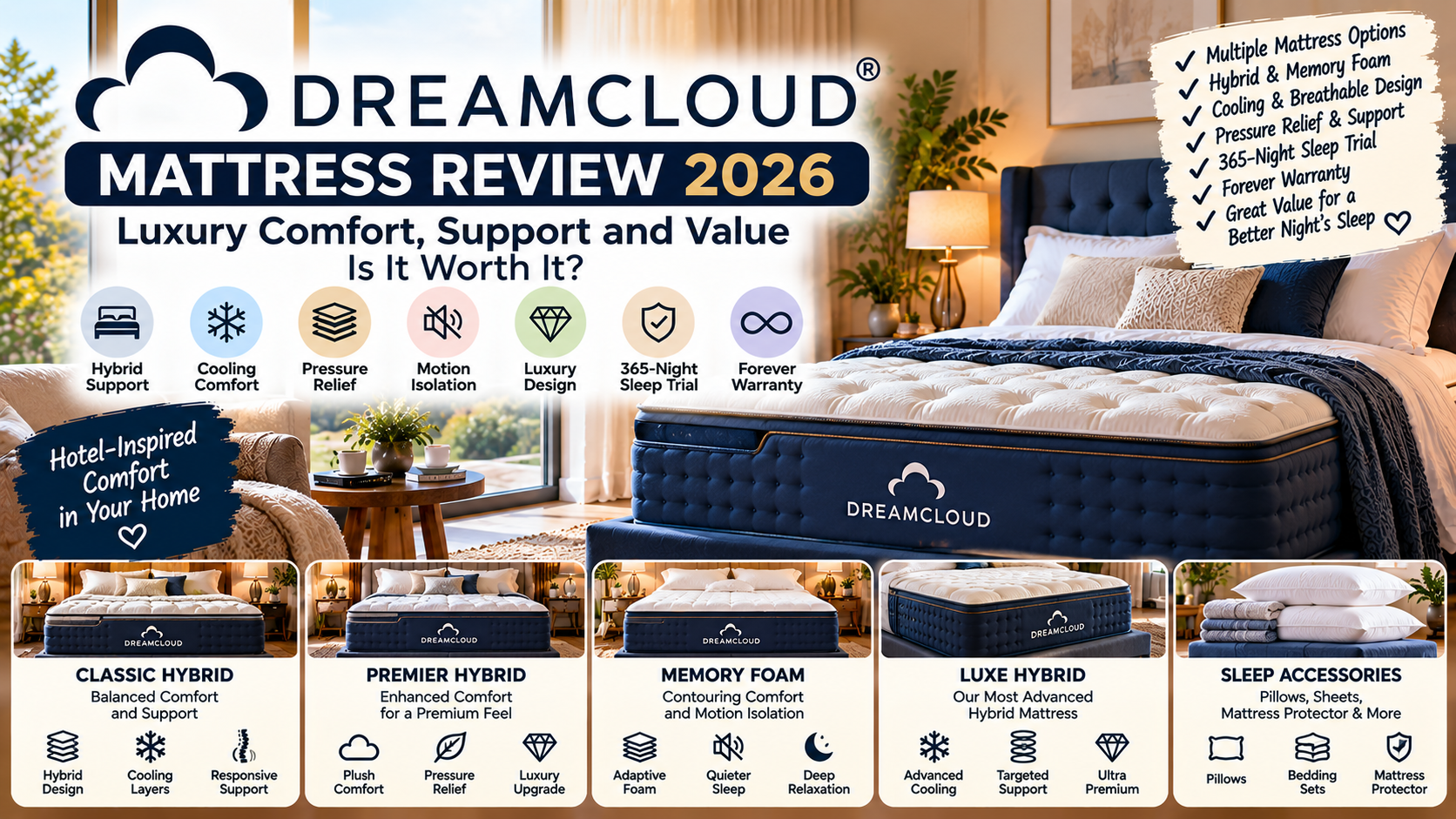 DreamCloud Mattress Review 2026: Prices, Comfort, Pros and Cons