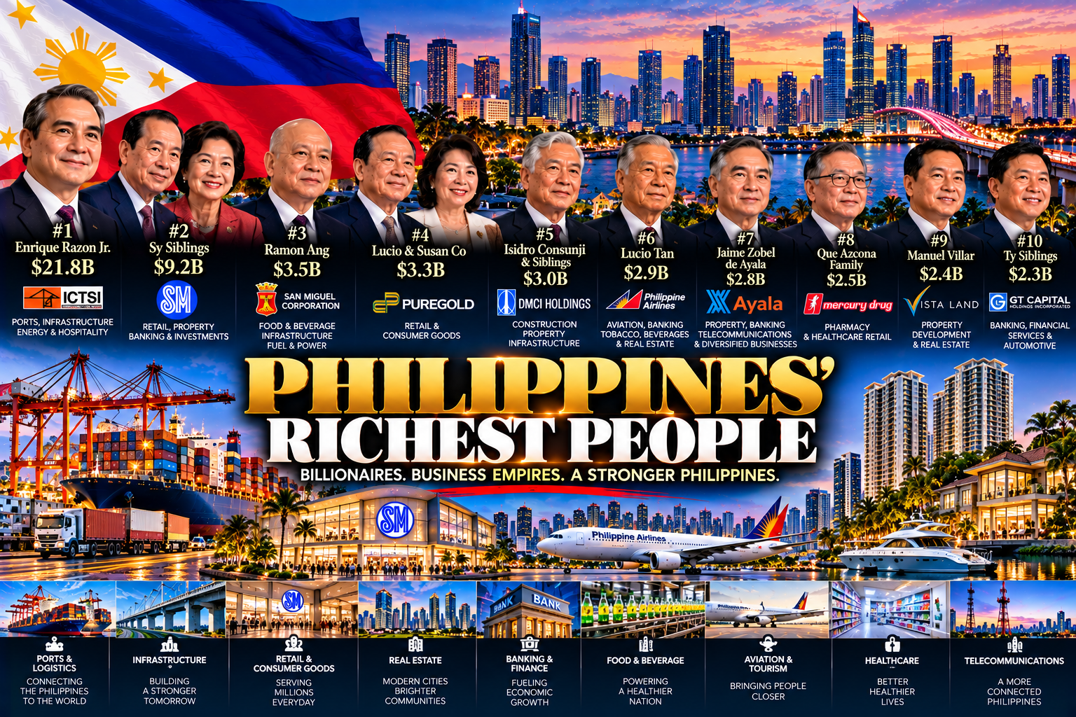 Philippines’ Richest People: Billionaires, Business Empires, and the Industries Behind Their Wealth