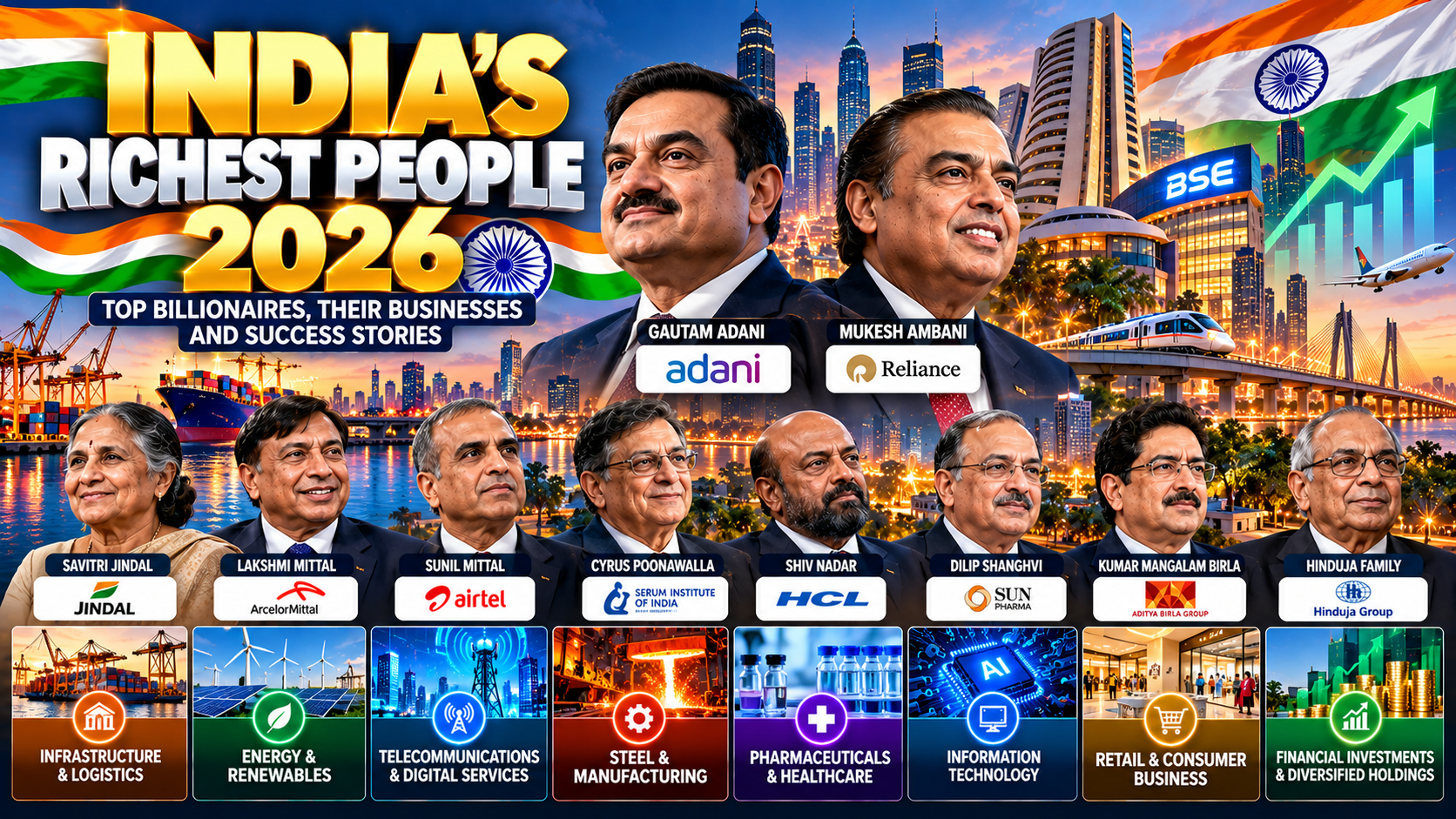 India's Richest People in 2026: Top Billionaires, Net Worth and Success Stories