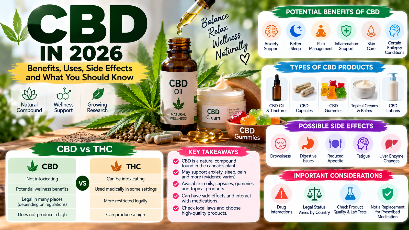 CBD in 2026: Benefits, Uses, Side Effects, and What You Should Know