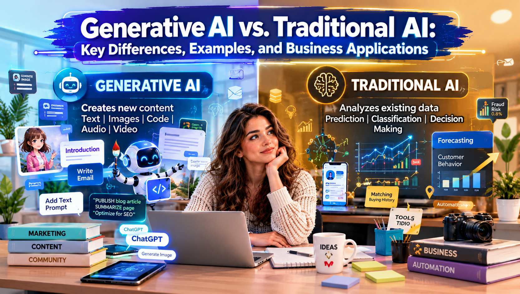 Generative AI vs. Traditional AI: Key Differences, Examples, and Business Applications