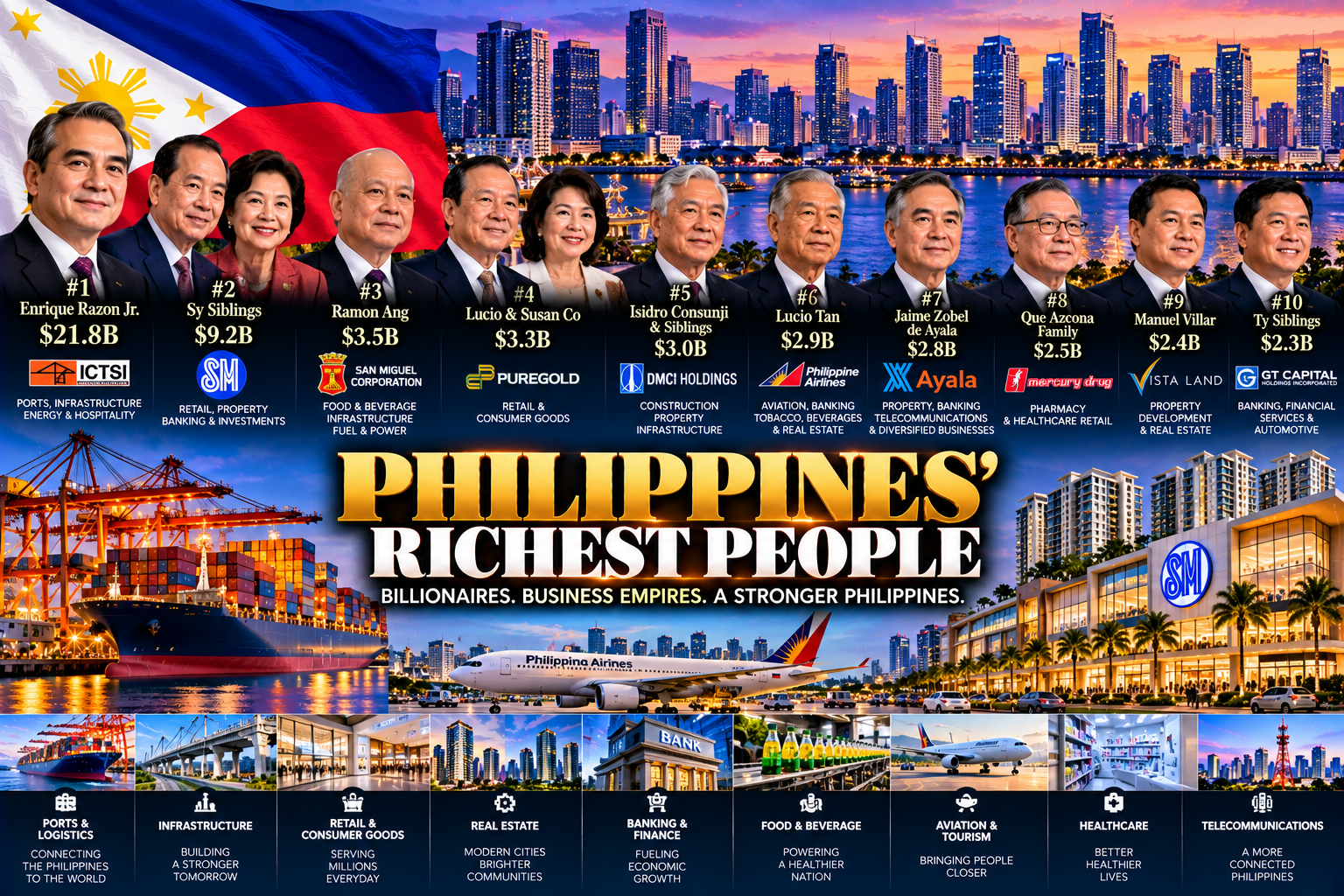 Philippines’ Richest People: Billionaires, Business Empires, and the Industries Behind Their Wealth