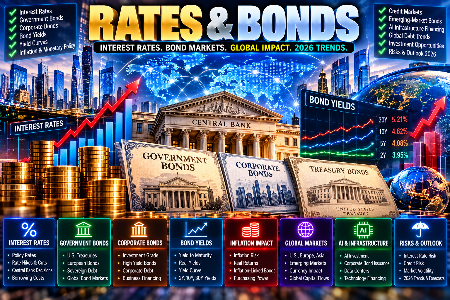 Rates & Bonds: A Complete Guide to Interest Rates, Bond Markets, Yields, and 2026 Trends
