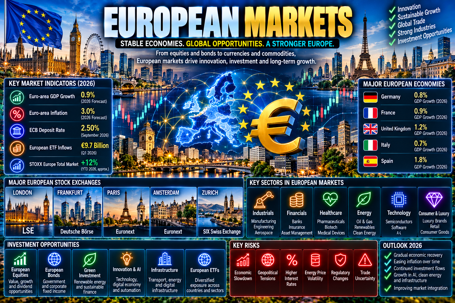 European Markets: A Complete Guide to Stocks, Bonds, Economies, Trends, and the Future