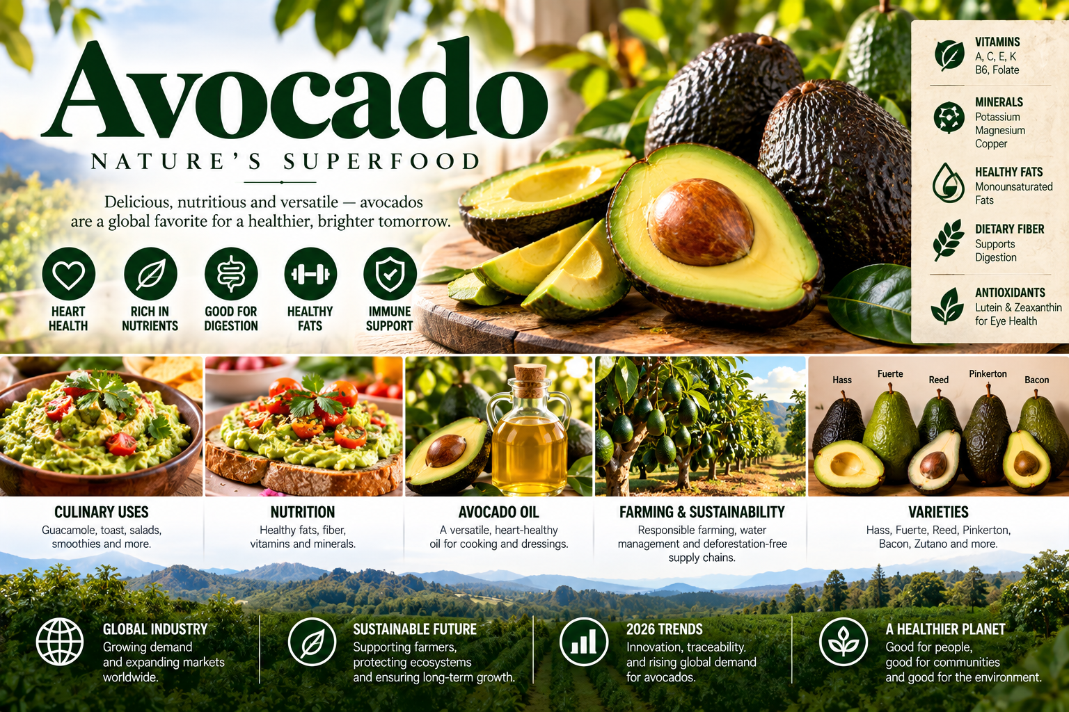 Avocado: A Complete Guide to Nutrition, Varieties, Global Industry, Sustainability, and 2026 Trends