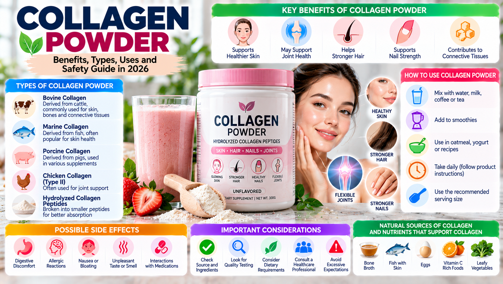Collagen Powder in 2026: Benefits, Types, Uses, and Safety Guide