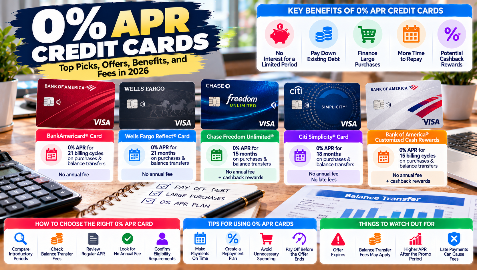 Best 0% APR Credit Cards in 2026: Offers, Benefits, and Fees