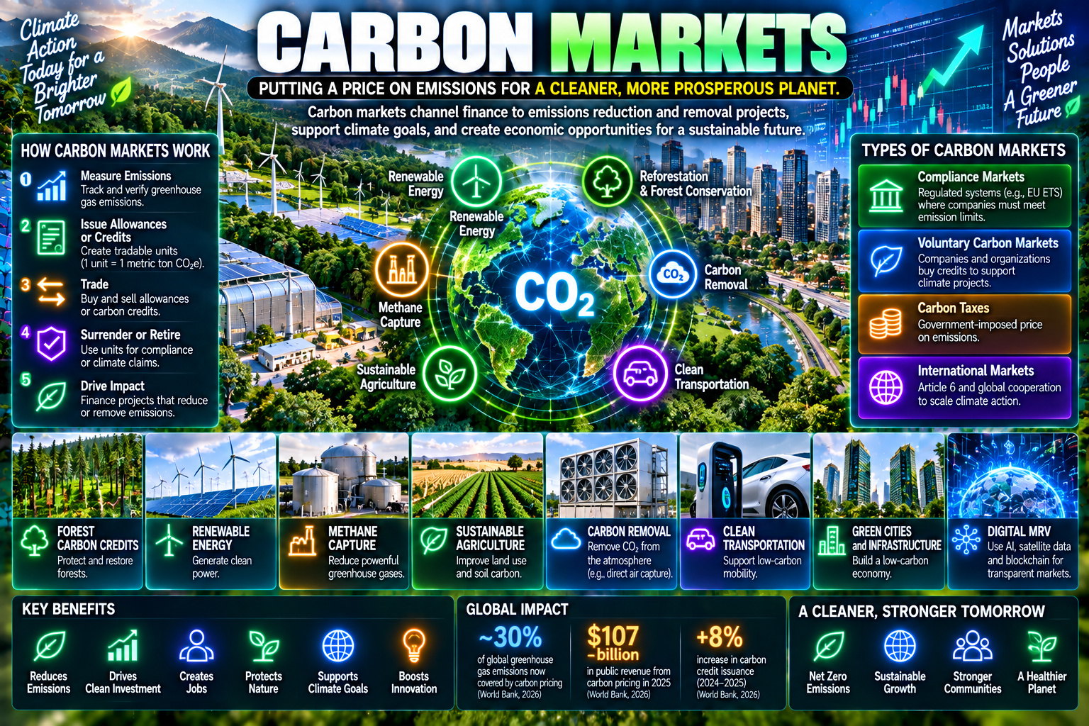 Carbon Markets: A Complete Guide to Carbon Credits, Trading, Pricing, and the Future